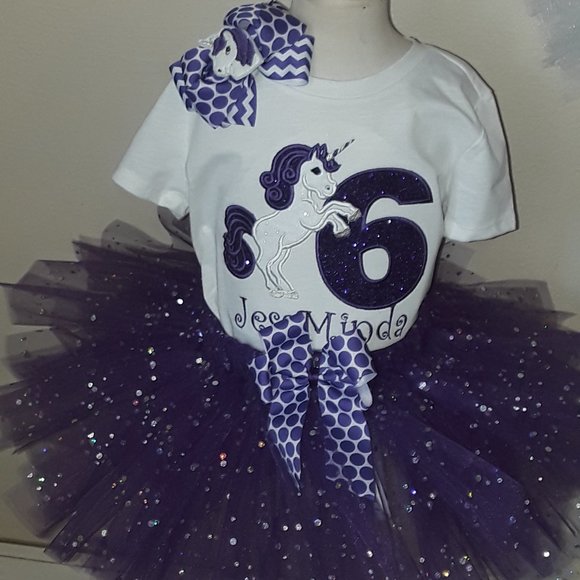 Purple sparkle Unicorn tutu set